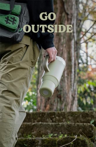 Coffee Cup Travel Mug with Handle, 30oz Tumbler with Lockable Lid, Stainless Steel Vacuum Insulated Water Bottle with Straw - Image 4