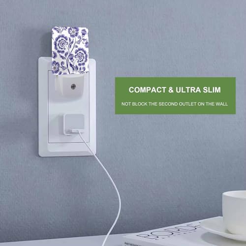 Image of LED Night Light,Beautiful Purple Flower Pattern LED Night Light Plug into Wall with Dusk to Dawn Light Sensor White Energy Efficient Nightlight for Bedroom Bathroom Hallway Living Room Kitchen