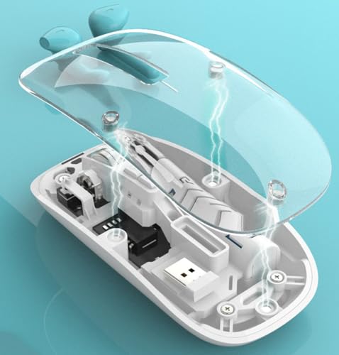 Image of FORIDA Transparent Dual Mode Wireless Mouse (2.4G + Bluetooth), USB-C Rechargeable Silent Mouse with Metal Scroll Wheel, 1200 /1600 DPI, for Laptop, PC, Tablet [Multicolor]
