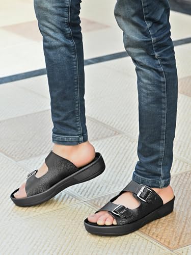 Image of KASTAVA KS 117 Comfortable Premium Synthetic Casual Sandals | Adjustable Buckle Closure | Lightweight Everyday Wear Sandals for Men