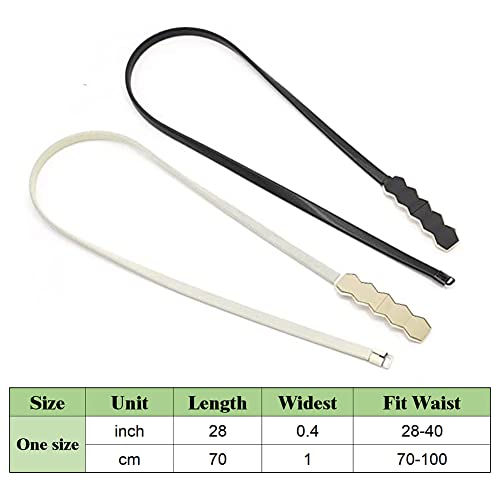 Glamorstar 2 Pieces Metal Stretch Elastic Waist Belt Skinny Thin Belt For Women Dress Set 1-Black Beige #TOP6