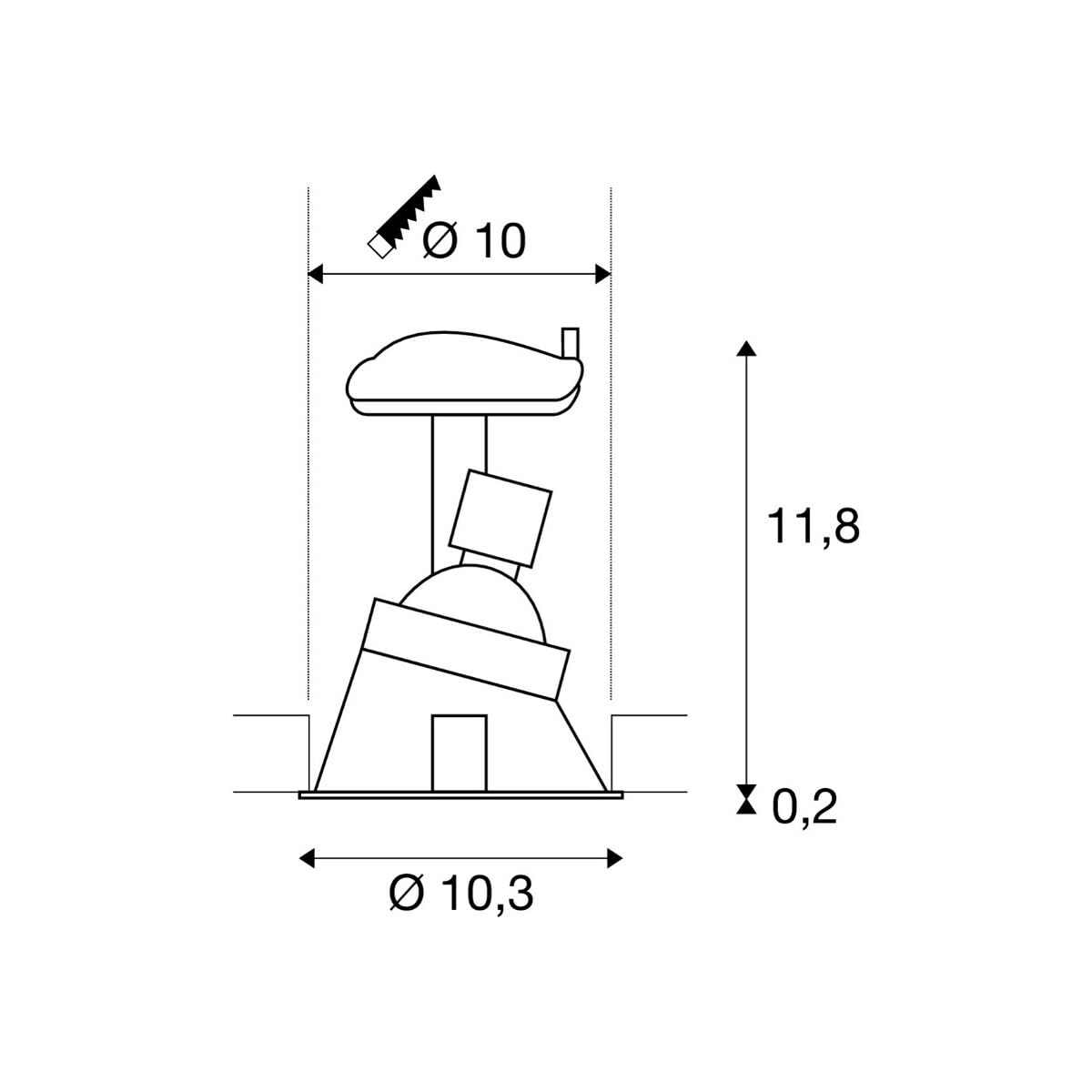 SLV LED Einbauleuchte HORN-A, rund, IP21 | Dimmbare Deckenleuchte, Innen-Beleuchtung | LED Spots, Fluter, Einbau-Spot, Decken-Spots, Einbau-Strahler | 1-strahlig, GU10 QPAR51