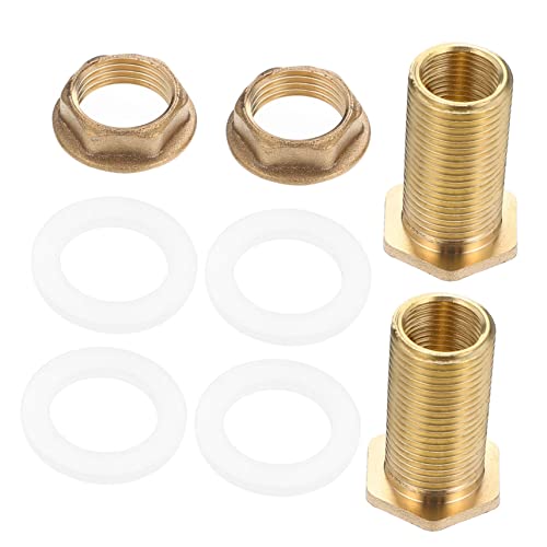 Cabilock 2sets 2pcs Brass Bulkhead Fitting Female to Male Threaded Couplers with Seals for Water Tanks Easy to Install Water Inlet Outlet Connectors 2pcs*2