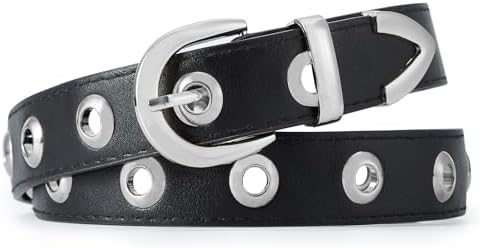 Women Studded Leather Belt for Jeans, Punk Rock Western Fashion Belts
