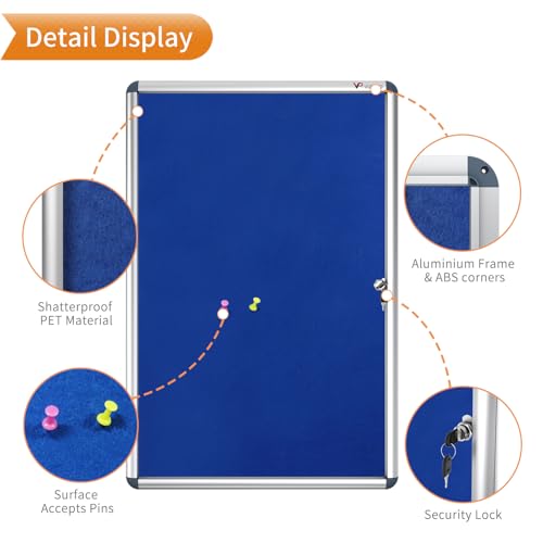 VIZ-PRO Tamperproof Lockable Noticeboard Class 1 Aluminium Framed 36x24 Inches image 4