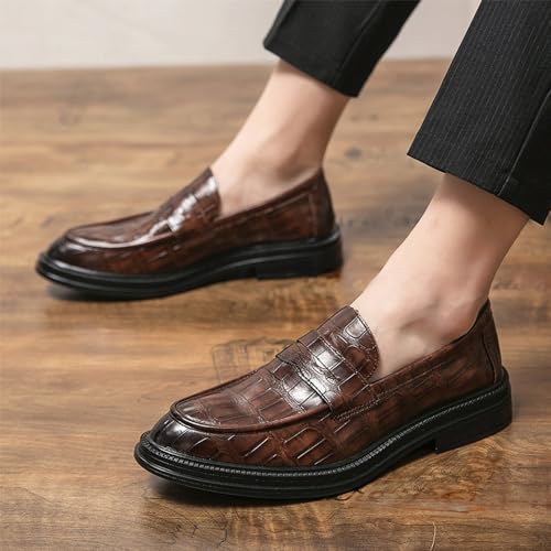 Mens Oxford Dress Shoes Waterproof Leather Slip On Breathable Anti Slip Rubber Sole Block Heel Wedding Prom Casual Comfortable3