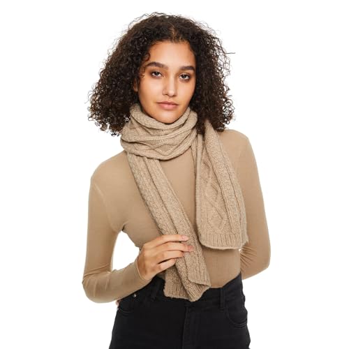Surblue Winter Thick Cable Knit Wrap Cold Weather Cozy Chunky Knit Long Warm Scarf for Women and Men