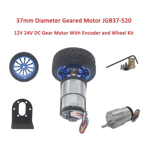 Moteur à engrenages JGB37-520 12V 530RPM avec encodeur et support pour robot - 3