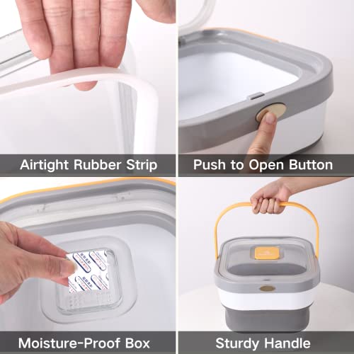 Eassyhoo Dog Food Storage Container, 13Lb Airtight Pet Food Container For Pets, Foldable Food Storage Bin For Cat Food And Bird Feed, Yellow #TOP1