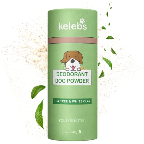Desodorante Champú En Seco Polvo para Perros contra Picazón Dermatitis Anti Pulgas Anti Olor, para Cabello Piel Orejas Y Patas Evita Lamar con Árbol De Té Sin Talco con Arcilla Blanca Biodegradable