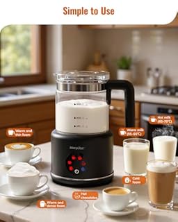 Milk Frother Electric 6 in 1 - Morpilot Automatic Milk Frothers Large Capacity 500ml Milk Steamer Visual Glass Hot Chocolate Maker Milk Warmer and Foamer for Coffee Latte