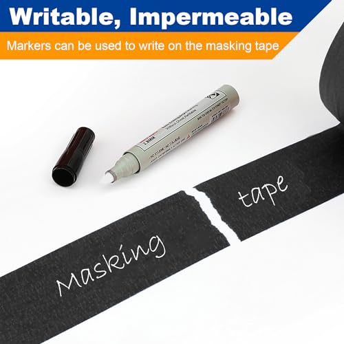 Rusoz Kreppband Schwarz 2 Rollen Malerkrepp 20mm x 50m Abklebeband Maler Automotive Kreppband Leicht Abnehmbar Malerband Für Malerarbeiten, Renovierungen, Autolack-Maskierung