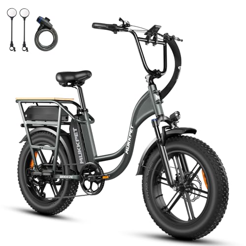 Mukkpet Breeze Electric Bike for Adults, Peak 1500w Motor 30AH Dual Batteries Ebike, 120Miles Two Seater Cargo Electric Bike, 20” *4.0 Fat Tire Ebikes for Adults UL2849 Certified