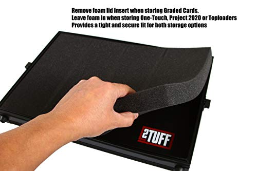 2TUFF Graded Card One-Touch and Screwdown Sports Card Case - Fits PSA Graded BGS Graded Slabbed Cards One Touch Screw Down Cases and Project 2020 Cards with Sleeves - 4 Slots with Lock and Key Latch