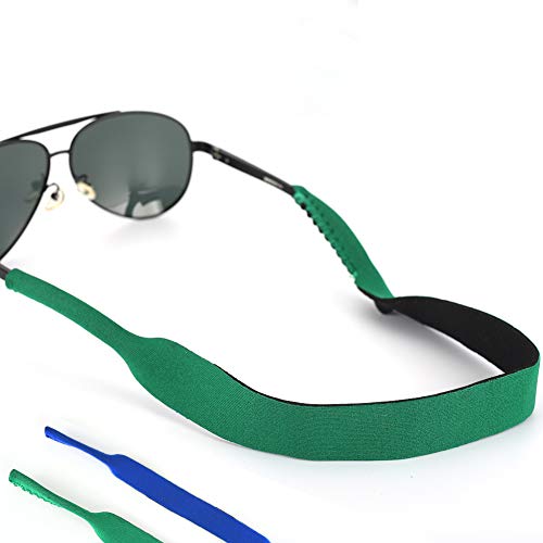 2 Pack - N2N Neoprene Glasses Sunglass Straps, Durable & Soft Eyewear Retainer Designed with Floating Neoprene Material (Blue&Green)