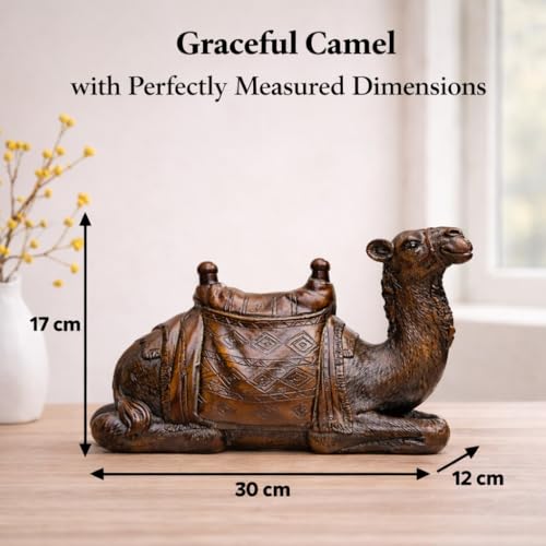 Image of ARMONIA Premium Camel Showpiece for Home Decor | Polystone Antique Dark Brown Rajasthani Camel Figurine Statue |Decorative Animal Sculpture for Living Room,Office Desk |Gift Item for Housewarming 17cm
