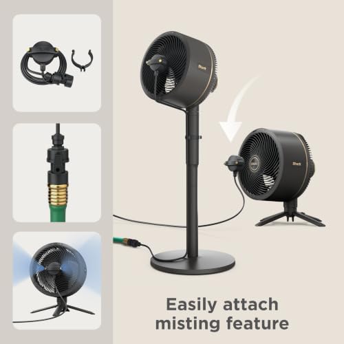 Image of Shark FlexBreeze 2-in-1 Fan with Misting Attachment, White, FA222WH | Corded /Cordless, Pedestal to Tabletop, up to 24-Hr Battery, up to 70 Ft of Power, 5 Speeds, with Outdoor Misting Attachment