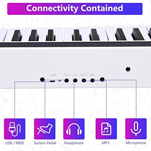 Piano à clavier 61 touches Piano numérique portable tactile pleine grandeur Double haut-parleurs intégrés Bluetooth MIDI Piano électronique avec pédale de sustain Idéal for les adultes, les enfants et - Les Beatles, Paul McCartney, John Lennon, RIngo Starr, George Harrison Piano à clavier 61 touches Piano numérique portable tactile pleine grandeur Double haut-parleurs intégrés Bluetooth MIDI Piano électronique avec pédale de sustain Idéal for les adultes, les enfants et – Image 6