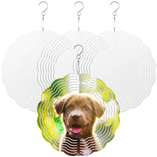 4 Pack 10 Inches Sublimation Wind Spinner Blanks,3D Aluminum Wind Sculpture Hanging,Spinners Diy Craft Ornaments For Window Indoor Outdoor,Stainless Steel Decor For Yard Garden #TOP7