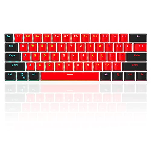 Image of Guffercty kred GTSP 61 Red Keycaps 60 Percent Keycap Set PBT OEM Ducky Keycap With Key Puller Fit For Cherry MX Switches Mechanical Gaming Keyboard (Milan A