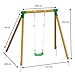 MASGAMES | Columpio de Madera Individual Kila | Asiento plástico Plano con...
