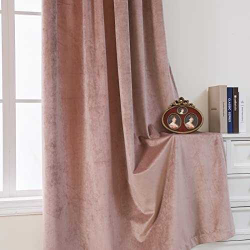 Pleasant Boulevard | Velvet Curtains [2 Panels] Elegant Living Room Bedroom Nursery Window Drape Curtains For Room Darkening, Rod Pocket Style (52 X 84In, Dusty Pink) #TOP4