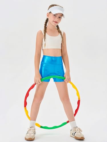 Image of Haloumoning Girls Athletic Shorts Kids High Waisted Yoga Dance Biker Shorts Comfy Gymnastics Shorts 5-14Y