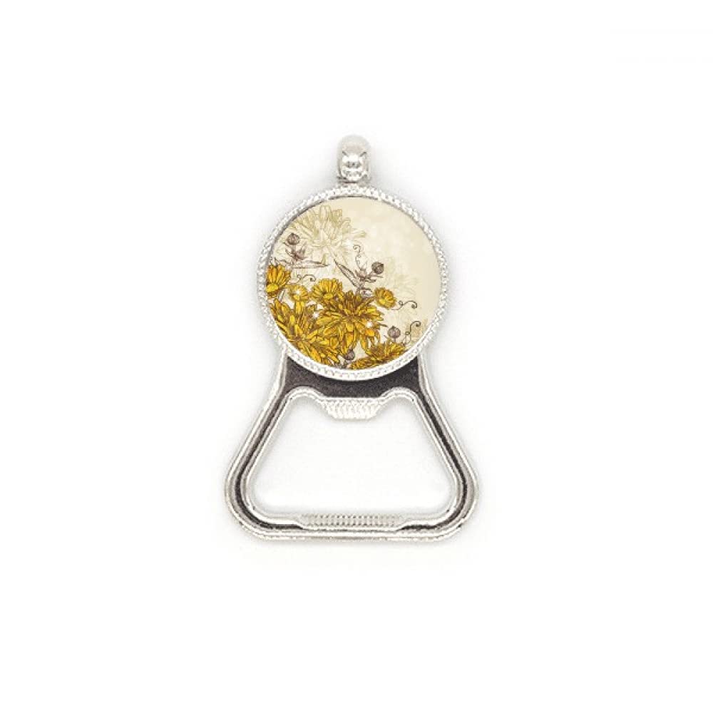 Décapsuleur fleur de chrysanthème jaune ouvre-bouteille acier robuste