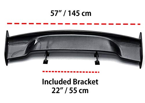 GT Wing – Universal Fit 3DI JDM Carbon Fiber Rear Trunk Deck Spoiler with Accessories Kit (57.08”Length / 10” Height) - Image 3