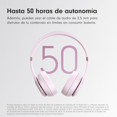 Miniatura 3 de Beats Solo 4 - Auriculares Wireless Bluetooth On-Ear, Compatibles Con Apple Y Android, Con Hasta 50 Horas De Batería - Rosa Algodón