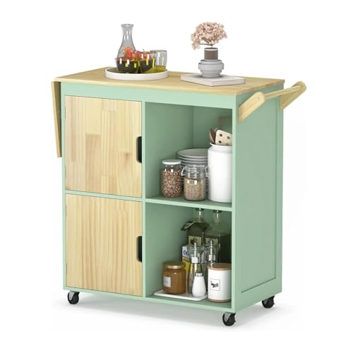 Carrito de cocina islas de cocina, isla de cocina rodante, gabinetes de almacenamiento sobre ruedas con encimera de hoja caída, carrito rodante (color: estilo-A) (estilo b) (estilo b)