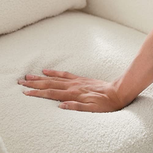 Dolonm Mid-Century Modern Accent Chair, Upholstered Armchair Living Room Chair, Comfy Single Sofa Chair with Sturdy Legs for Living Room Bedroom, White - Image 6