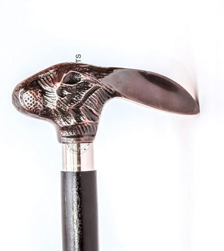 Hind Handicrafts Dekorativer viktorianischer Gehstock und Gehstöcke für Damen und Herren, 91,4 cm, schwarzes Ebenholz, Messinggriff, Uni, Derby, faltbarer Gehstock (91,4 cm, antikes Kaninchen)