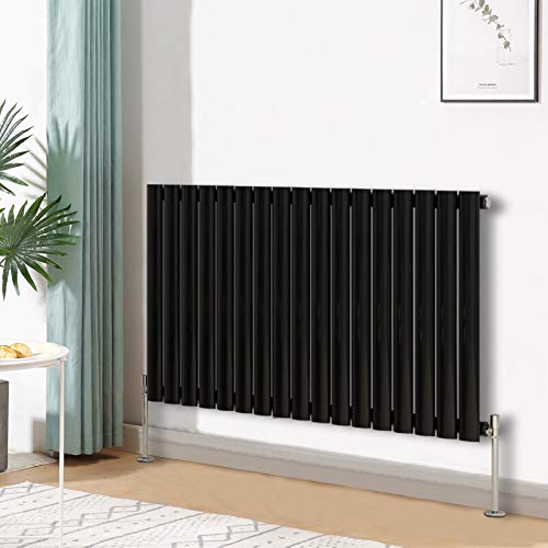 Blümme Single Oval Column Horizontal Designer Radiator 600x1003mm Black