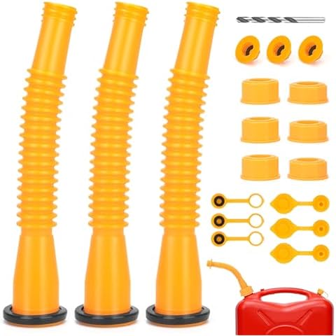 3Kit Gas Can Spout Replacement,For Most 1/2/10/5 Gallon Gas Can,Gas Can Nozzle Replacement Gas Can Spout With Flexible Nozzle,Gas Can Pour Spouts,Gas Tank Nozzle,Flexible Gas Can Spout Kit With Vent Cover