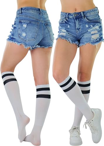 Image of ToBeInStyle Women's Knee High Socks with Striped Top