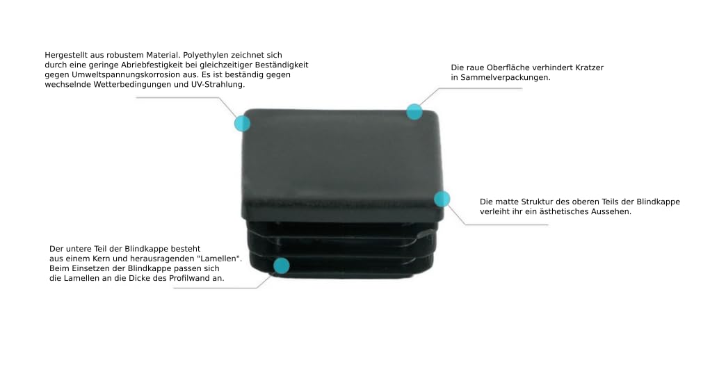 50 Stück Vierkantrohre - 90x90 mm - Quadratstopfen Grau - Vierkant Endkappen aus PE Kunststoff - Rohrstopfen zur Rohrabdeckung von Stahlrohr