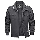 [KEFITEVD] フライトジャケット メンズ アーミー服 米軍 ジップアップジャケット 防寒 ジャンバー コットン ミリタリーコート 保温 制服 ポケット スタイリッシュ 冬服 灰 グレー 3XL