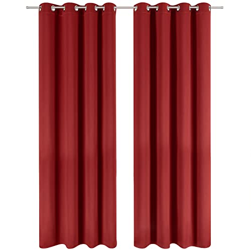 Blumtal - Lot de 2 Rideaux Occultants - Rideau Thermique Isolant Anti Froid - Rideau Occultant avec Œillets - Rideau Fenetre, 140 x 145 cm, Aurora Red - Rouge