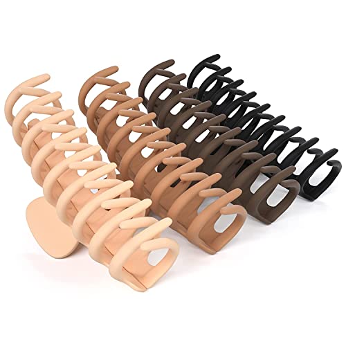 Image of PACTIV Girls Big Hair Clips Claw, Matte Neutral 4 Pack for Thick Hair - New Random Color