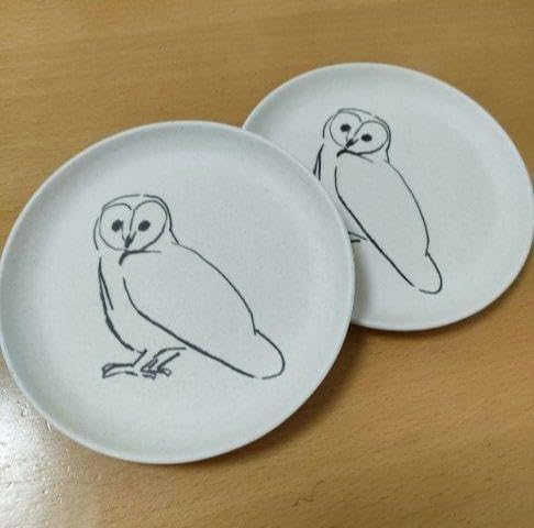 ビンテージ 稀少品 絵皿 フクロウ 大皿 プレート 飾り皿 ビンテージ
