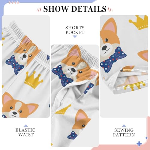 Boys' Pants Corgi Dog with Crowns Long Bottoms Jogger Pants Elastic Waist Trousers with Pockets S-XL4
