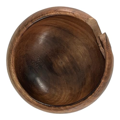 Image of Wooden Yarn Bowl for Crocheting Handmade Wool Storage Yarn Bowl with Holes Knitting Gifts for Women Crochet Accessories (Wooden)