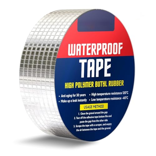Image of 10Meter Super Strong Adhesive Waterproof tape Permanent Repair Roof Water Leakage Solution Rubber Foil Suitable for Roof Leak,surface Crack,Window Sill Gap,Boat Sealing,Tank Leak(2Inch 5CM*5M+5M=10 M)
