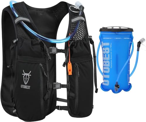 UTOBEST Running Backpack, 10L Hydration Vest for Men Women, with 2L TPU Water Bladder, Reflective & Adjustable, Ideal for Marathon, Trail Running & Cycling UTOBEST Running Backpack, 10L Hydration Vest for Men Women, with 2L TPU Water Bladder, Reflective & Adjustable, Ideal for Marathon, Trail Running & Cycling