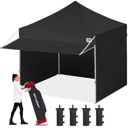 Image of ABCCANOPY 10x10 Commercial Pop up Canopy Tent with Awning Sidewall,Black