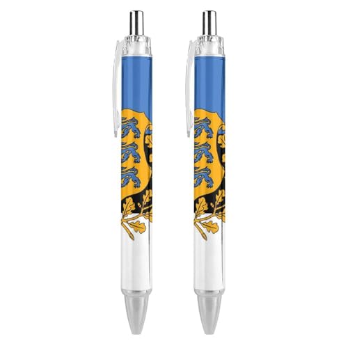 Bolígrafo retráctil negro de 0,5 mm con diseño de Estonia, pack de 4 unidades