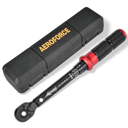 Image of AEROFORCE 1 /4-Inch Drive Click Torque Wrench (40-220 lb.in / 4.5-24.8 Nm),72 Tooth Dual Direction Reversible Ratchet with Dual Range Scales, Precision Calibrated for Bikes & DIY
