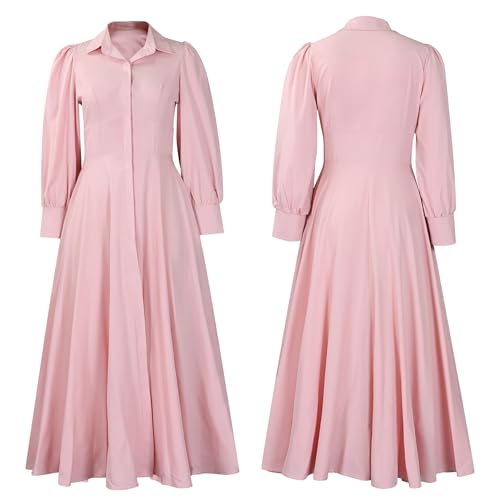 Womens Long Sleeve Shirt Dress Swing Pleated Plus Size Dresses with Pockets Casual Elegant Business Maxi Dress4