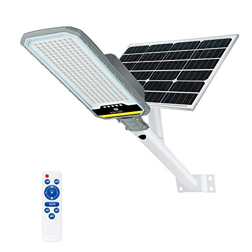 STASUN LED Solar Street Lights, 400W Outdoor Dusk to Dawn Parking Lot Lighting with Remote Control,6000K IP65 Waterproof Solar Security Flood Lights Stadium Commercial Area Road Lighting